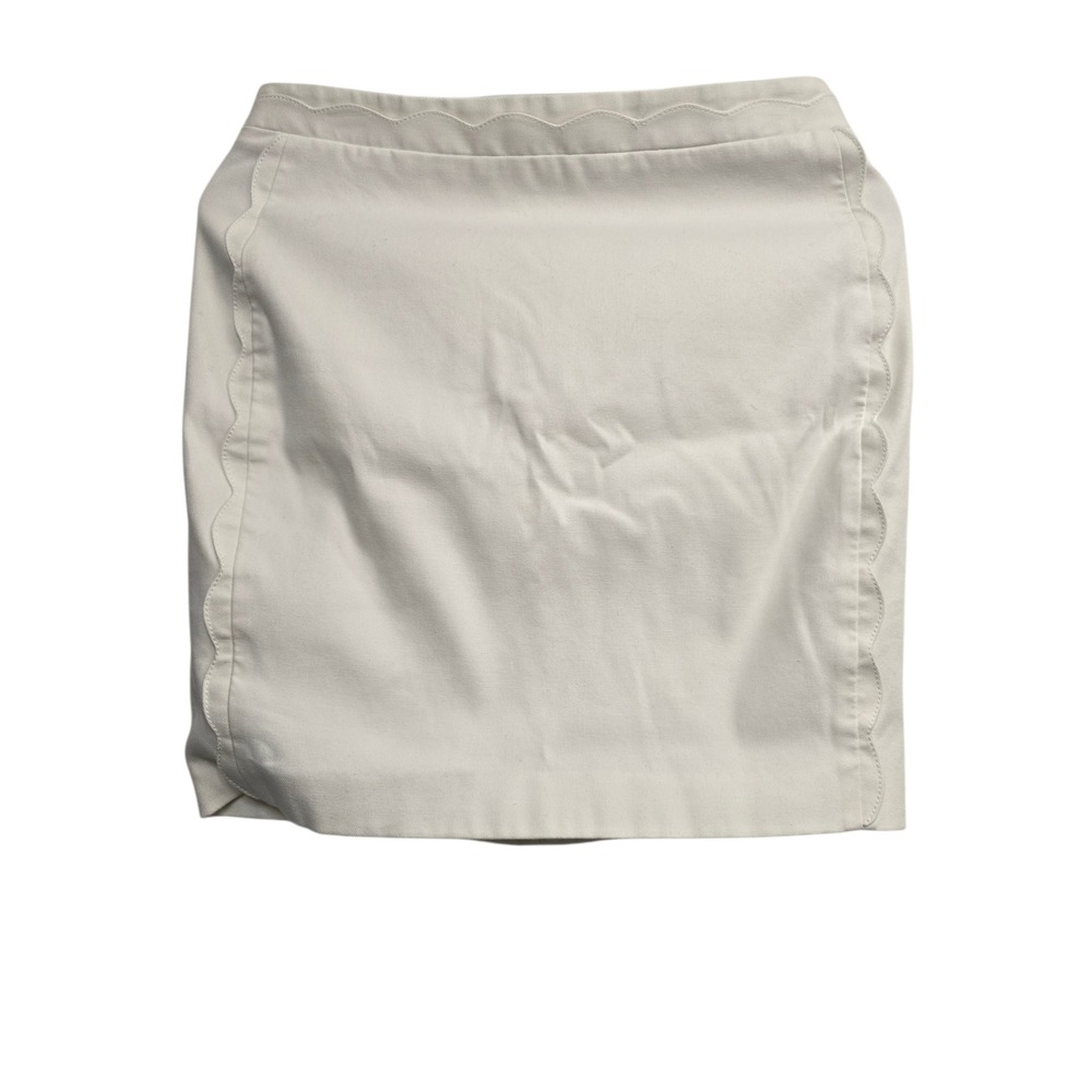 Banana Republic Sz 4 White Scallop Trim Mini Skirt Lined Preppy Coastal Preppy